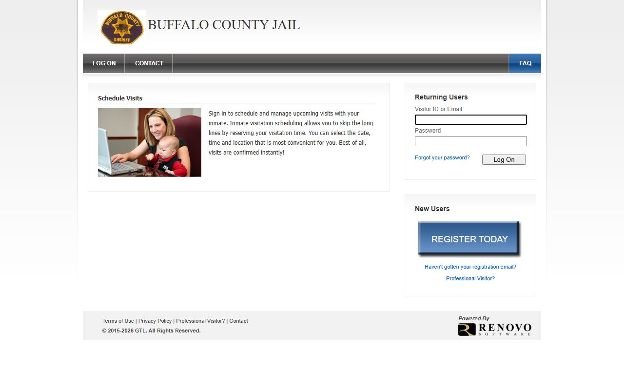 GTL Visitor Web login for Buffalo County Jail visits